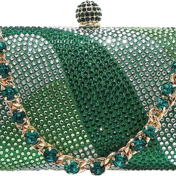 Elegant Geometry Rhinestone Clutch Handbag with Detachable Chain - 9.84x3.94" - Picture 1 of 7